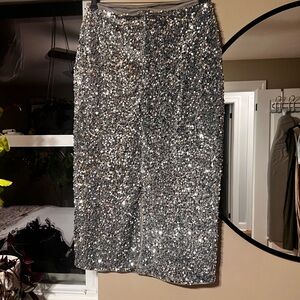 Glittering Silver Pencil Skirt NWOT holiday ready